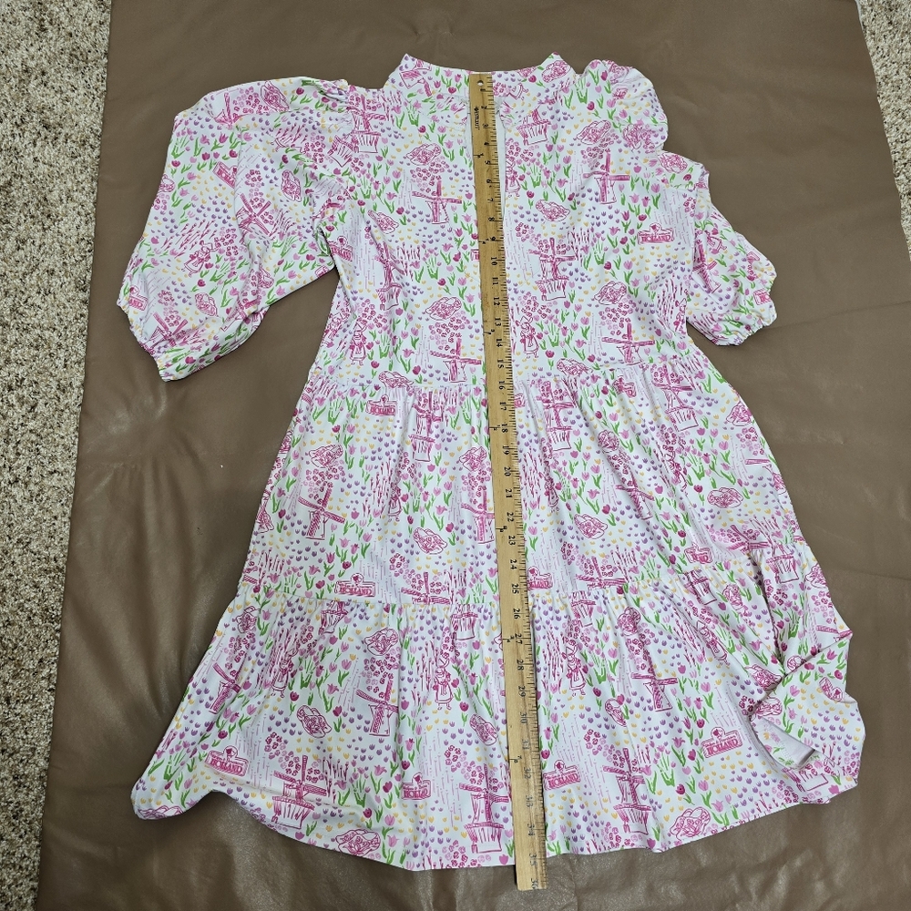 Smith & Quinn Tory Dress In Holland Tulip Sz M Pink Tiered Vacation Cottagecore - Picture 9 of 12